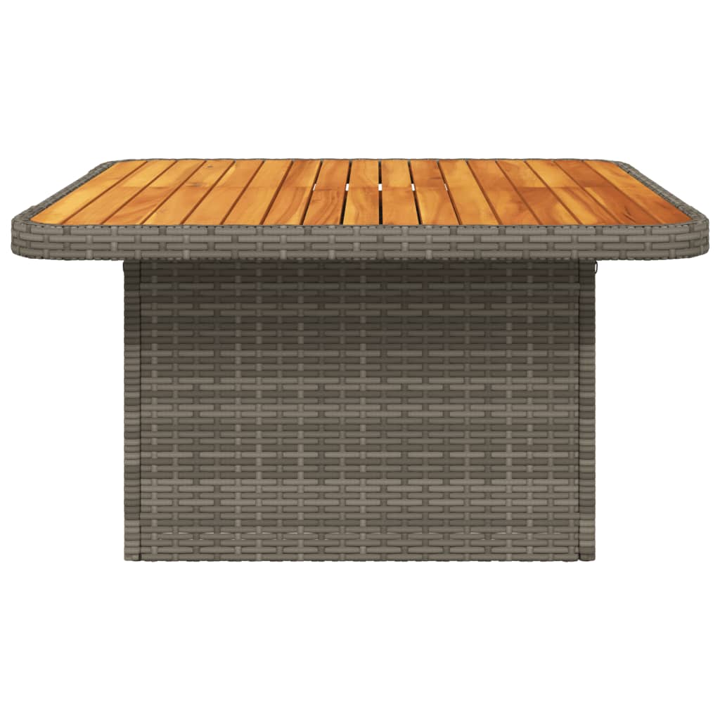 vidaXL Patio Table Gray 31.5""x31.5""x28"" Poly Rattan and Acacia Wood-3