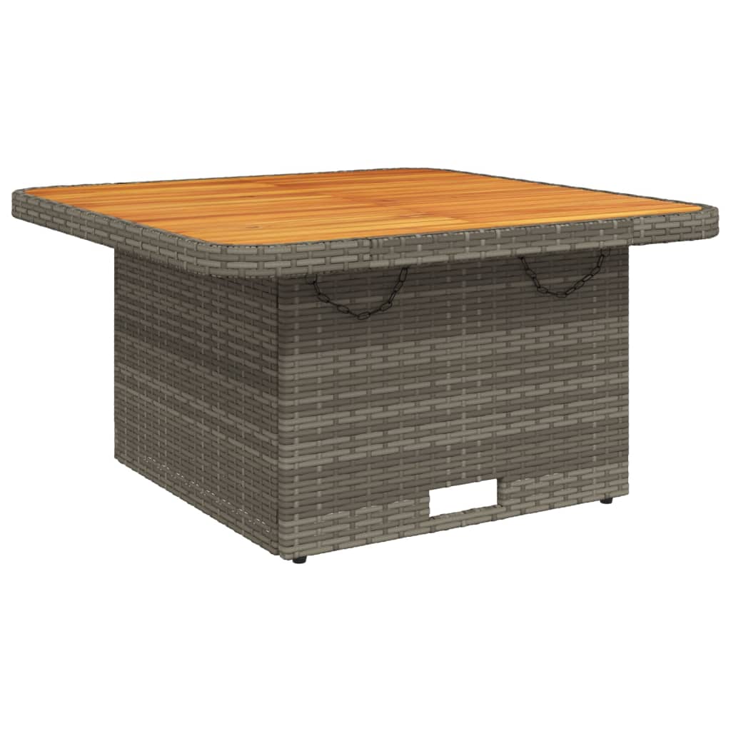 vidaXL Patio Table Gray 31.5""x31.5""x28"" Poly Rattan and Acacia Wood-4