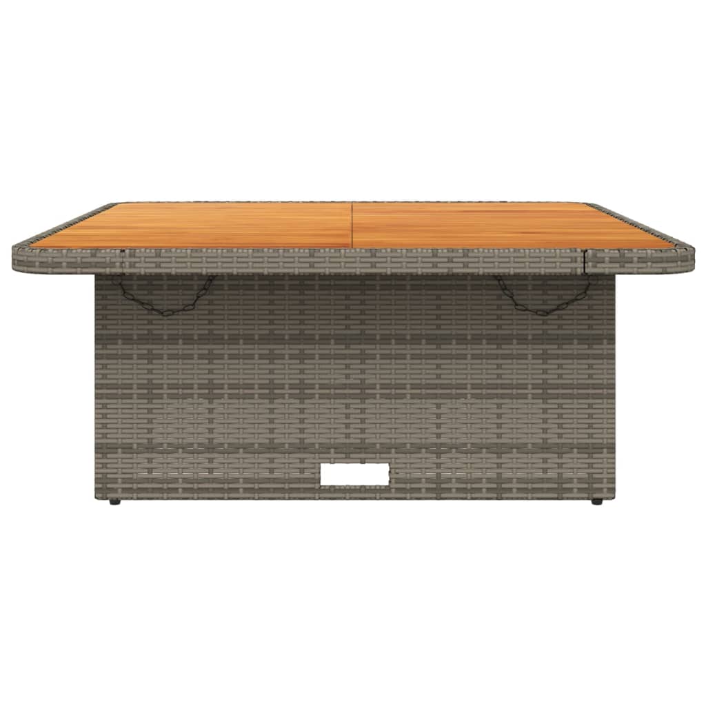 vidaXL Patio Table Gray 43.3""x43.3""x28"" Poly Rattan and Acacia Wood-3