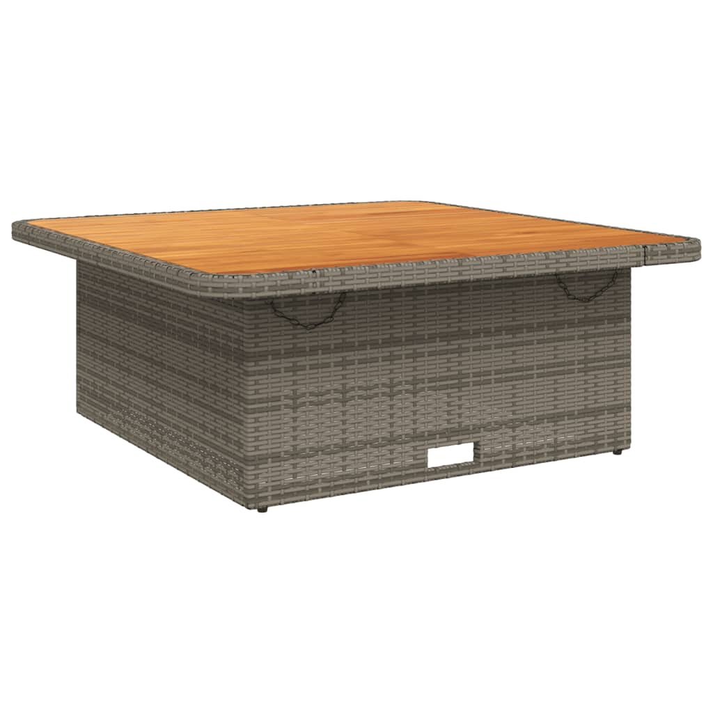 vidaXL Patio Table Gray 43.3""x43.3""x28"" Poly Rattan and Acacia Wood-4