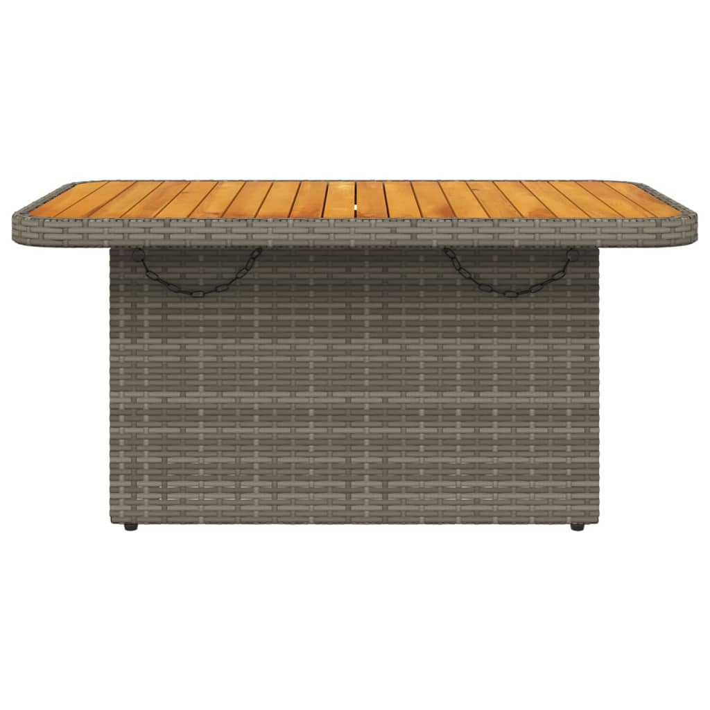 vidaXL Patio Table Gray 35.4"x21.7"x28" Poly Rattan and Acacia Wood-1