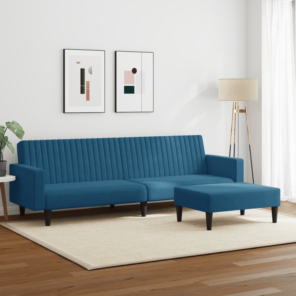 vidaXL 2 Piece Sofa Set Blue Velvet-1