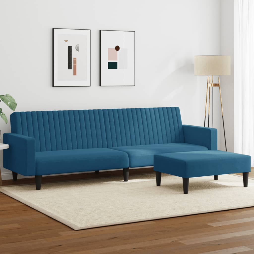 vidaXL 2 Piece Sofa Set Blue Velvet-0