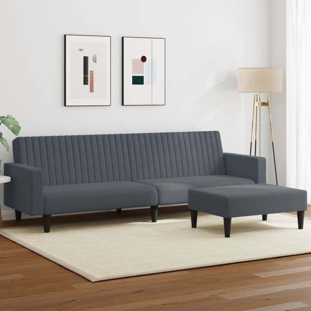 vidaXL 2 Piece Sofa Set Dark Gray Velvet-0