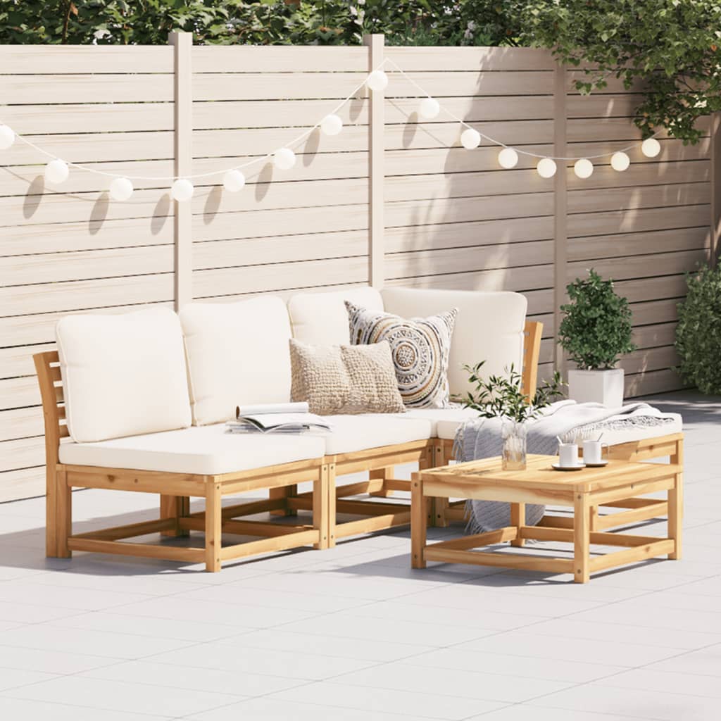 vidaXL 5 Piece Patio Lounge Set with Cushions Solid Wood Acacia-0