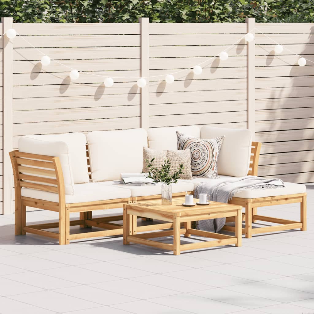 vidaXL 5 Piece Patio Lounge Set with Cushions Solid Wood Acacia-0