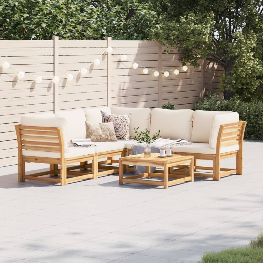 vidaXL 6 Piece Patio Lounge Set with Cushions Solid Wood Acacia-0