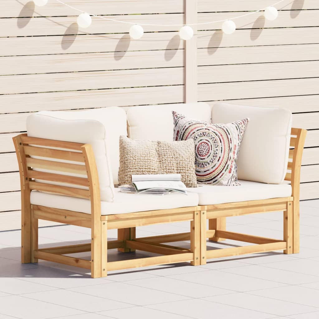 vidaXL Patio Sofa with Cushions 2-Seater Solid Wood Acacia-0