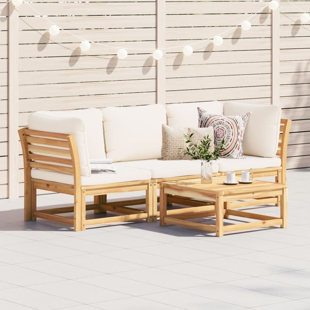 vidaXL 3 Piece Patio Lounge Set with Cushions Solid Wood Acacia-1