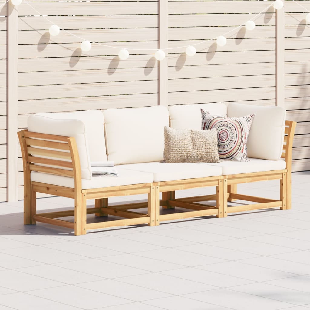 vidaXL 3 Piece Patio Lounge Set with Cushions Solid Wood Acacia-0