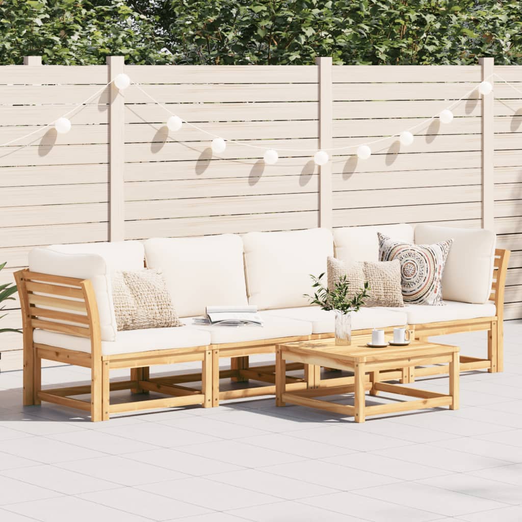 vidaXL 4 Piece Patio Lounge Set with Cushions Solid Wood Acacia-1