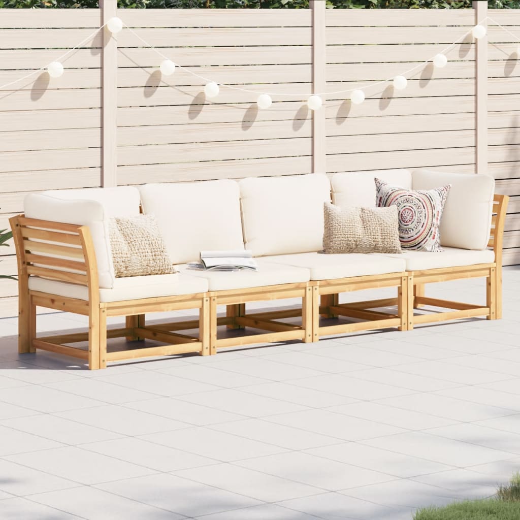 vidaXL 4 Piece Patio Lounge Set with Cushions Solid Wood Acacia-0