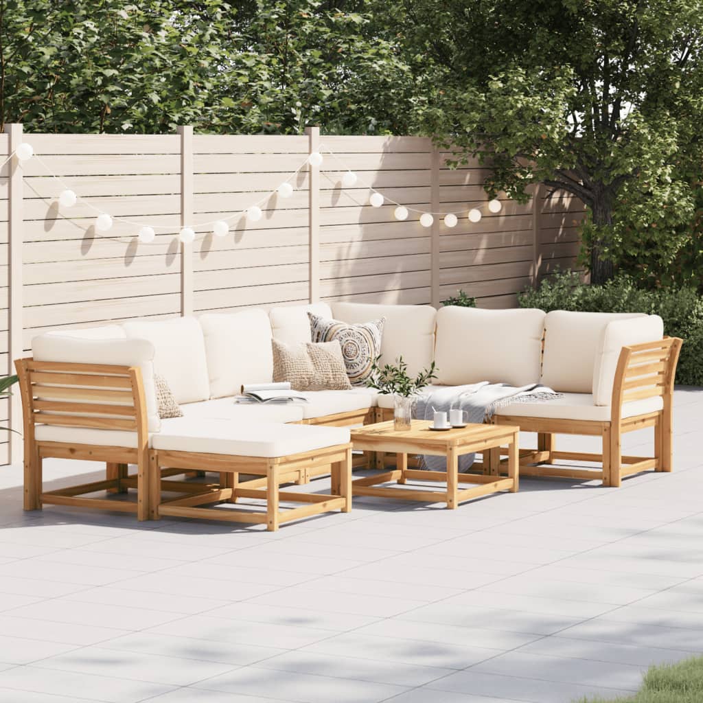 vidaXL 8 Piece Patio Lounge Set with Cushions Solid Wood Acacia-0