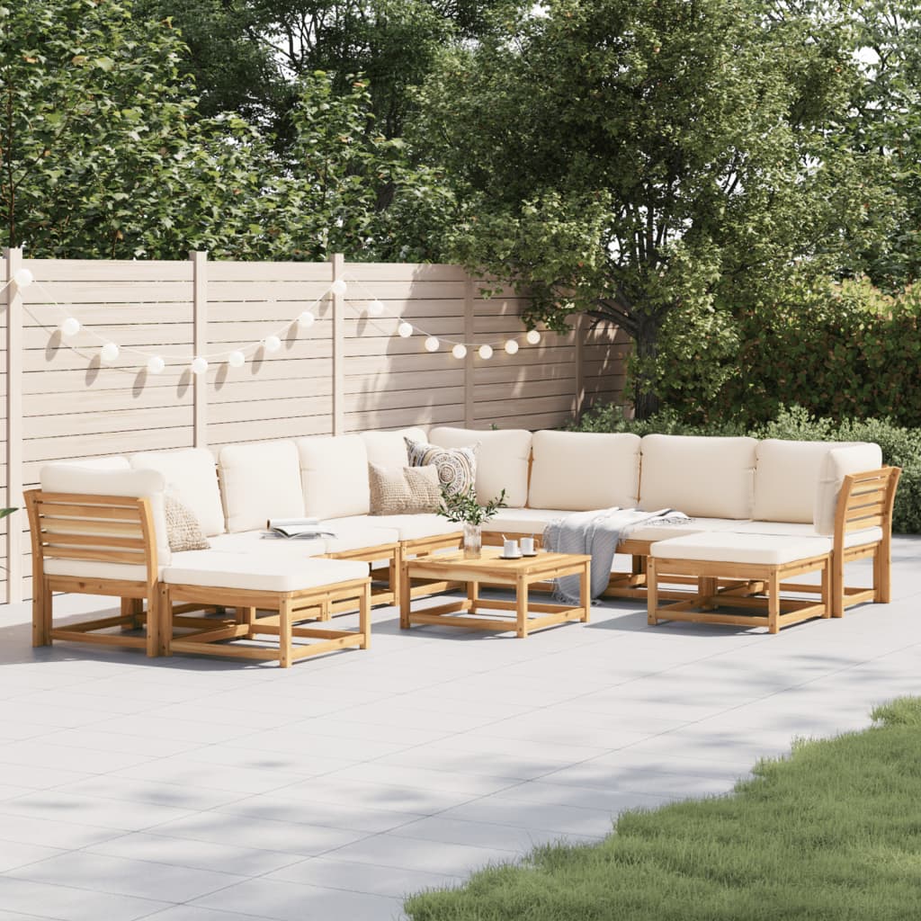 vidaXL 11 Piece Patio Lounge Set with Cushions Solid Wood Acacia-0