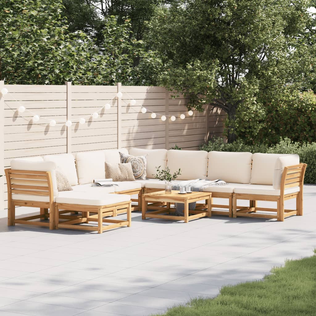 vidaXL 9 Piece Patio Lounge Set with Cushions Solid Wood Acacia-0