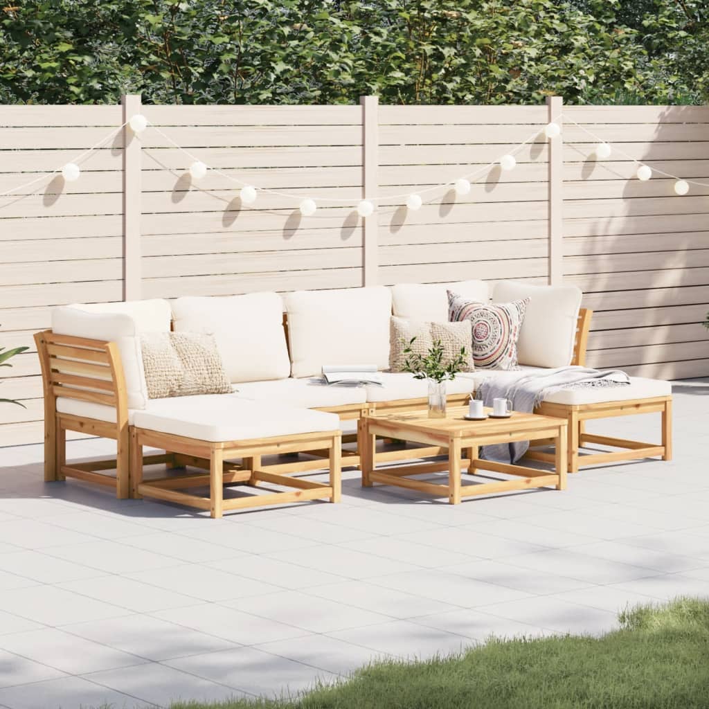 vidaXL 7 Piece Patio Lounge Set with Cushions Solid Wood Acacia-0