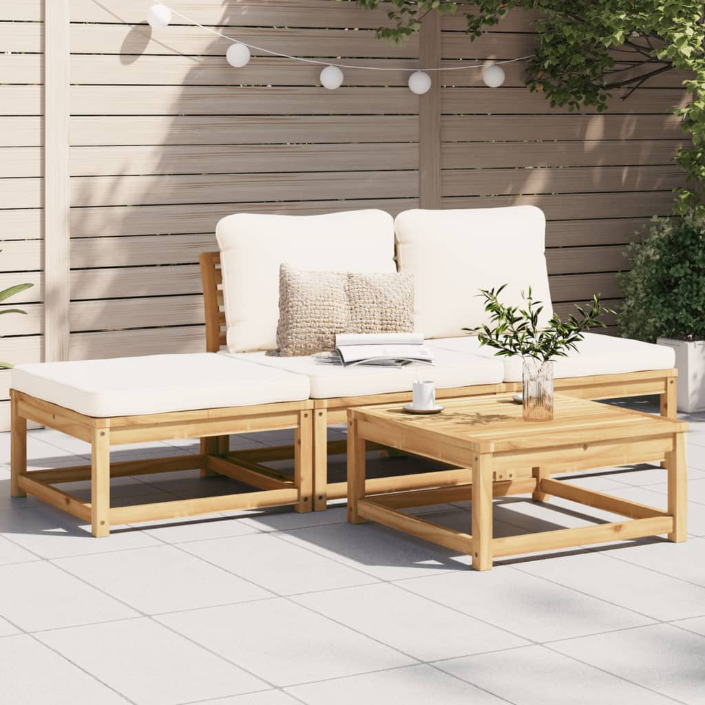 vidaXL 4 Piece Patio Lounge Set with Cushions Solid Wood Acacia-0