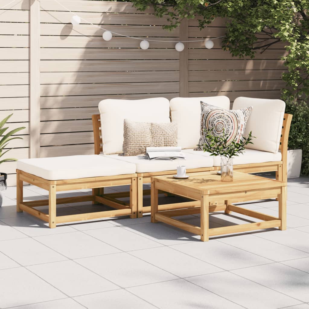 vidaXL 3 Piece Patio Lounge Set with Cushions Solid Wood Acacia-1