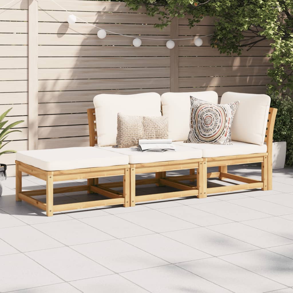 vidaXL 3 Piece Patio Lounge Set with Cushions Solid Wood Acacia-0