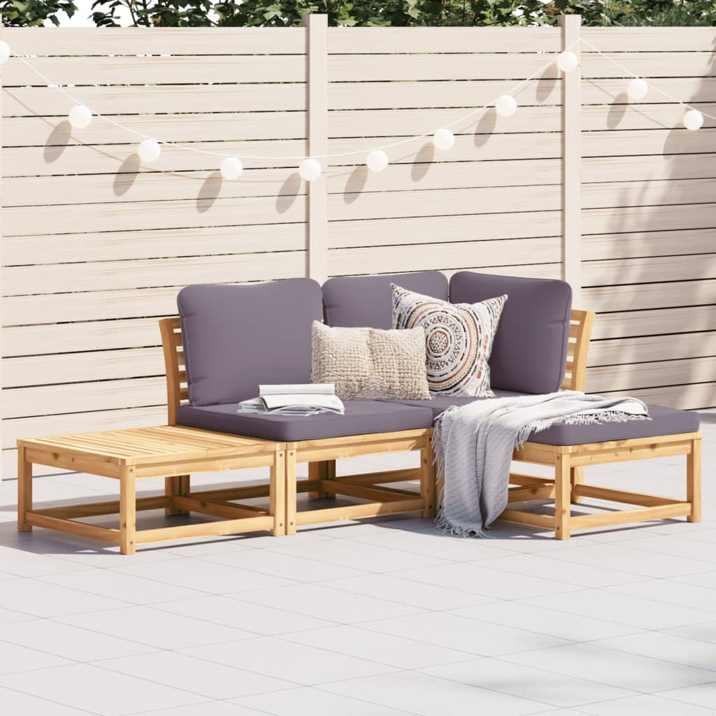 vidaXL 4 Piece Patio Lounge Set with Cushions Solid Wood Acacia-0