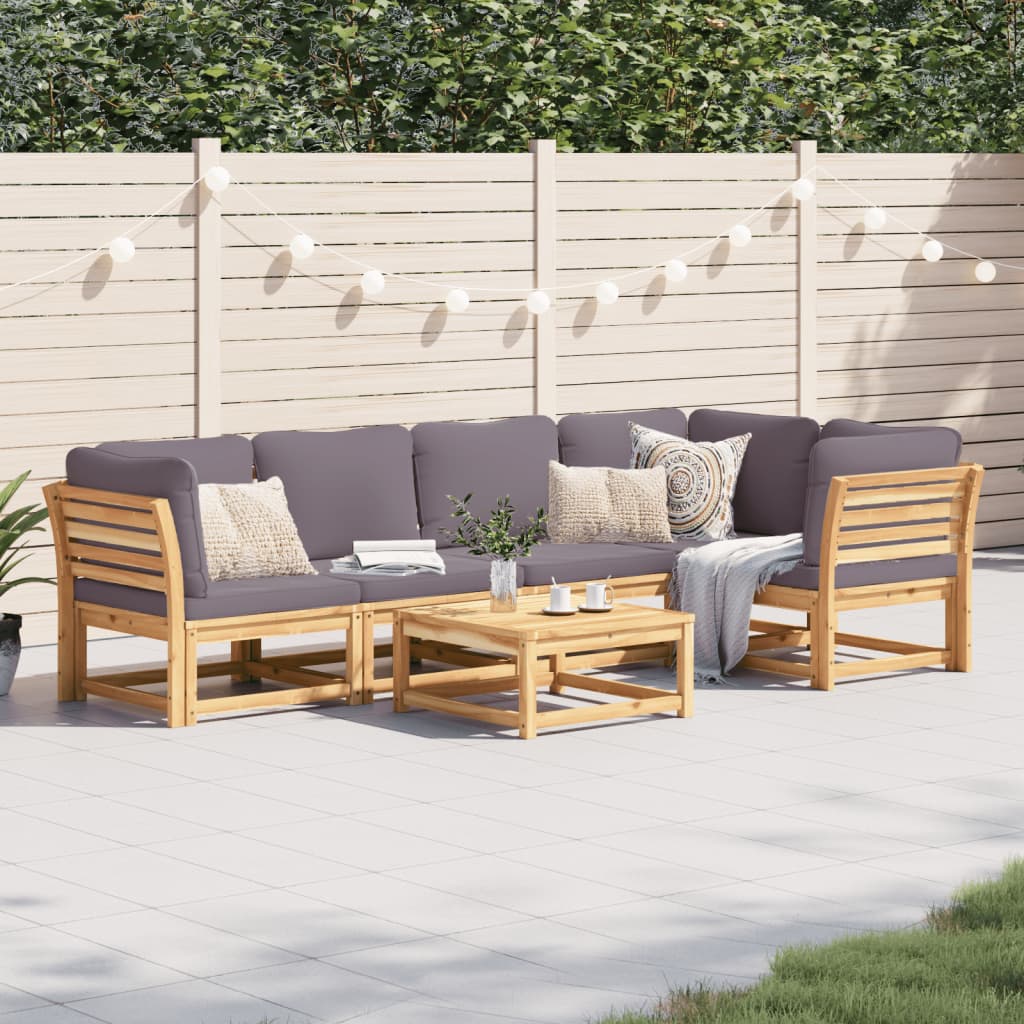 vidaXL 6 Piece Patio Lounge Set with Cushions Solid Wood Acacia-0