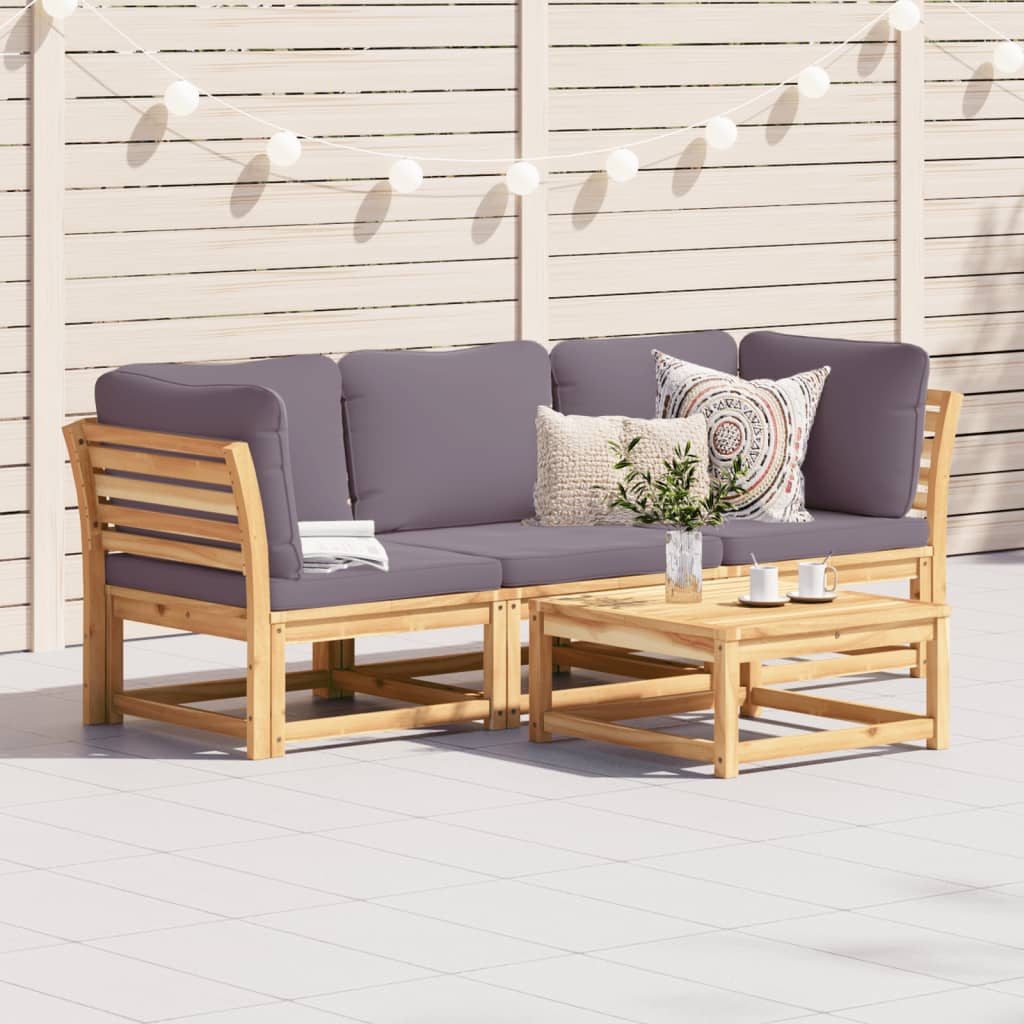 vidaXL 3 Piece Patio Lounge Set with Cushions Solid Wood Acacia-0