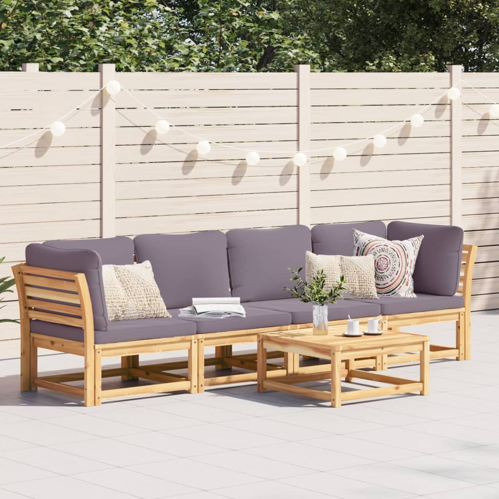 vidaXL 4 Piece Patio Lounge Set with Cushions Solid Wood Acacia-0