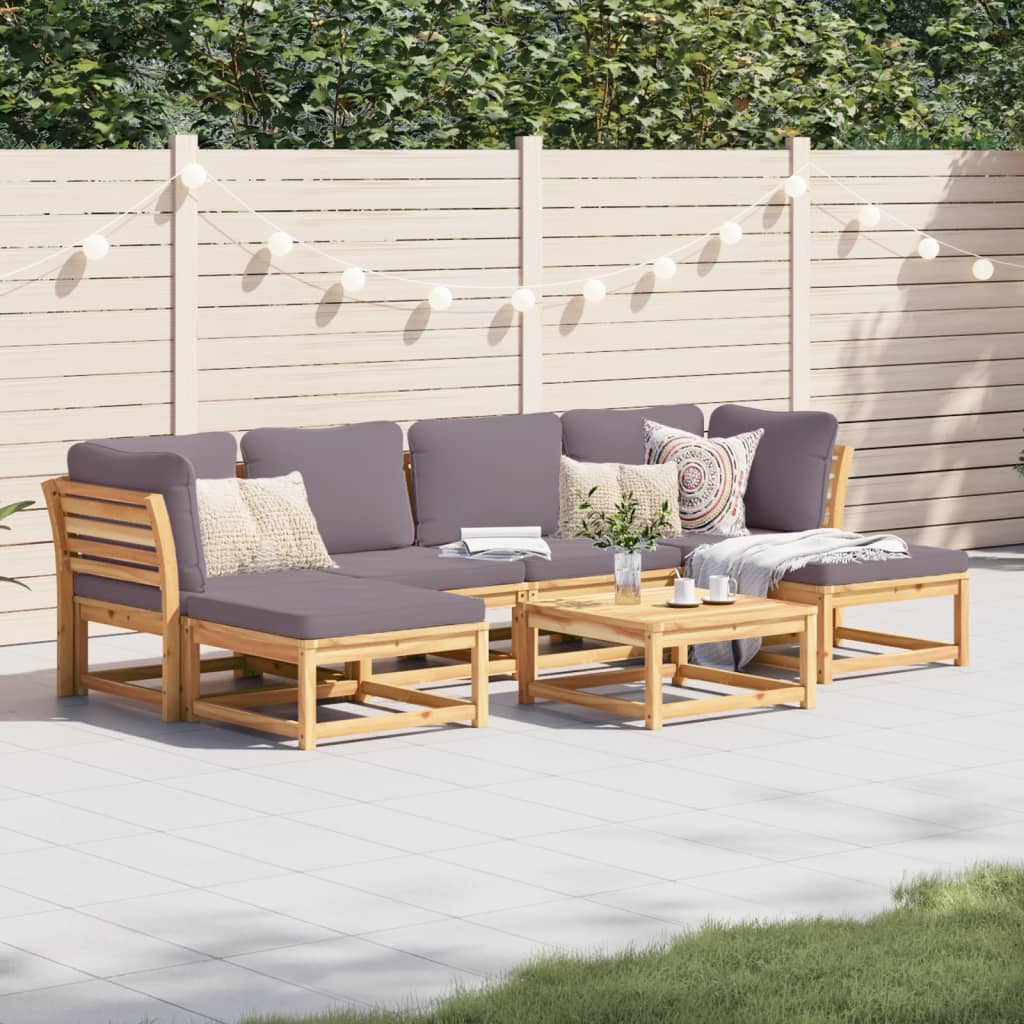 vidaXL 7 Piece Patio Lounge Set with Cushions Solid Wood Acacia-0