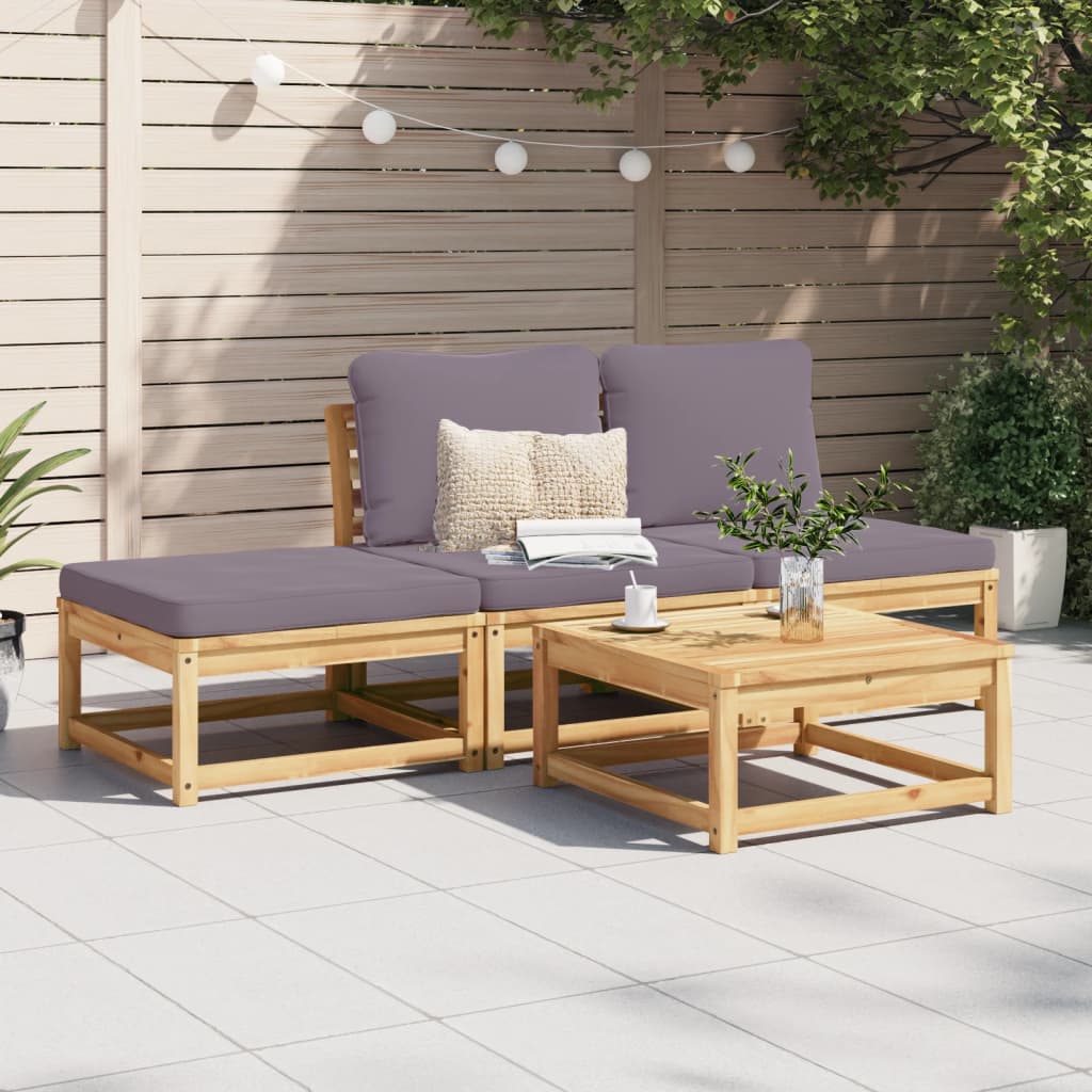 vidaXL 4 Piece Patio Lounge Set with Cushions Solid Wood Acacia-1