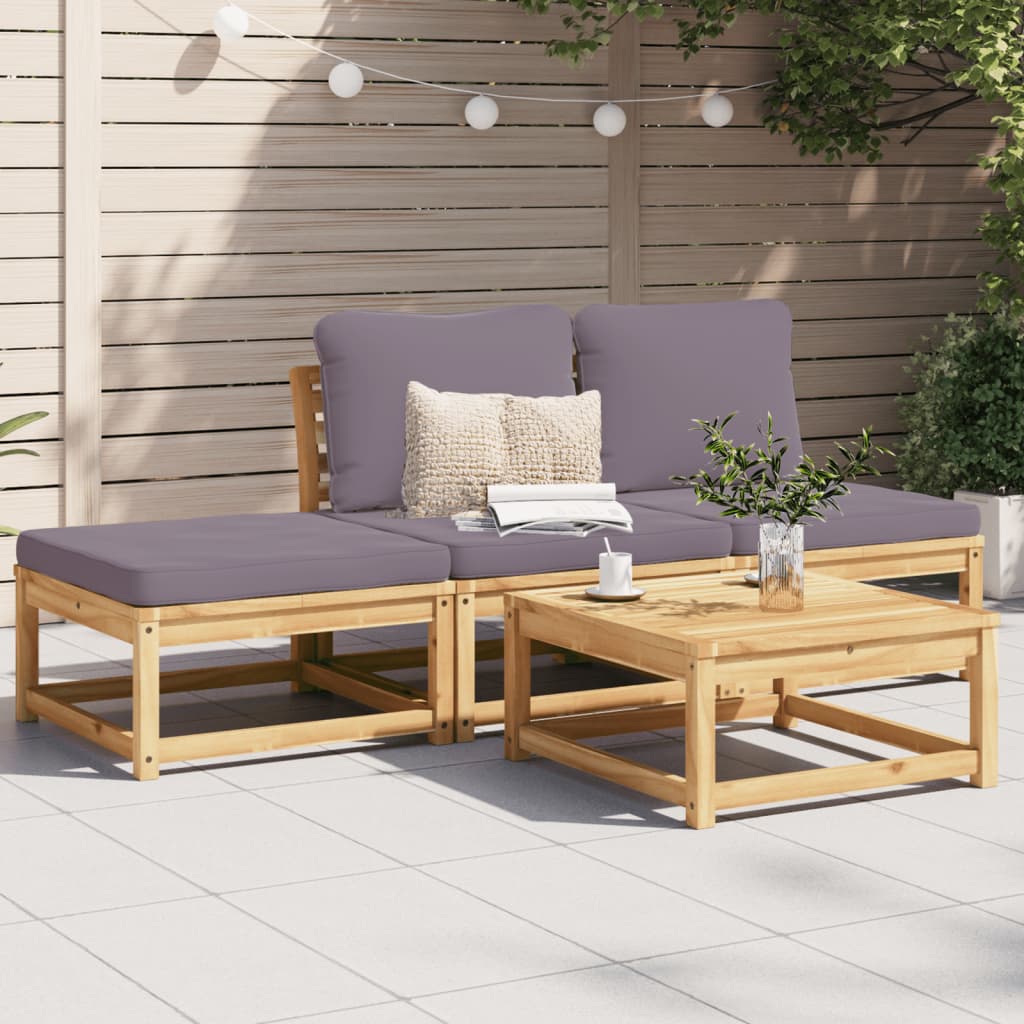 vidaXL 4 Piece Patio Lounge Set with Cushions Solid Wood Acacia-0