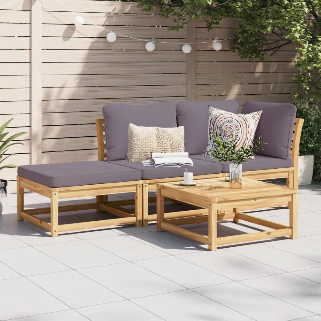 vidaXL 3 Piece Patio Lounge Set with Cushions Solid Wood Acacia-0