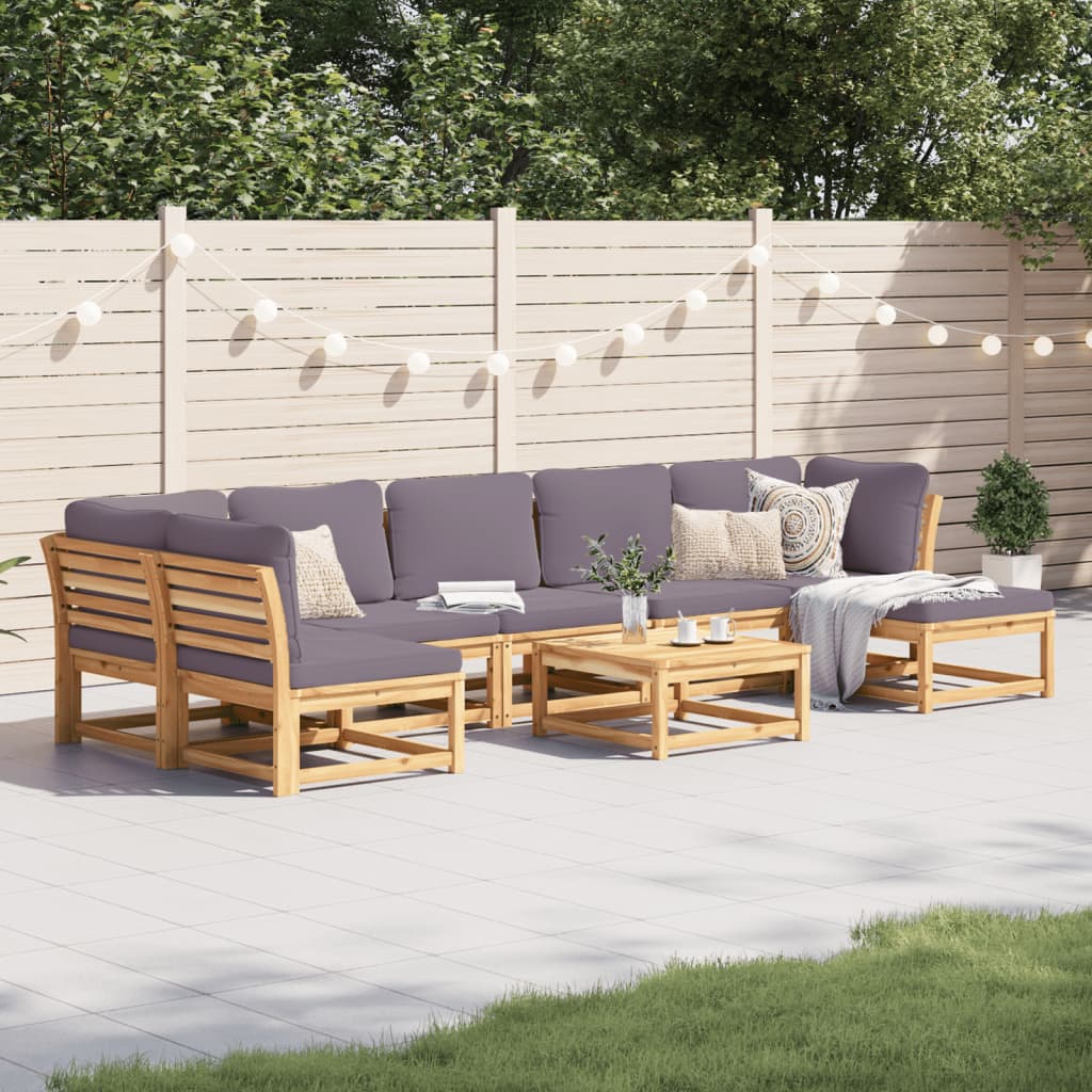 vidaXL 8 Piece Patio Lounge Set with Cushions Solid Wood Acacia-0