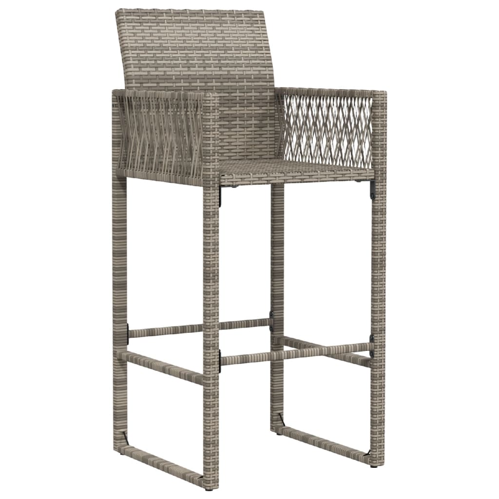 vidaXL Patio Bar Stools 2 pcs Gray Poly Rattan-3