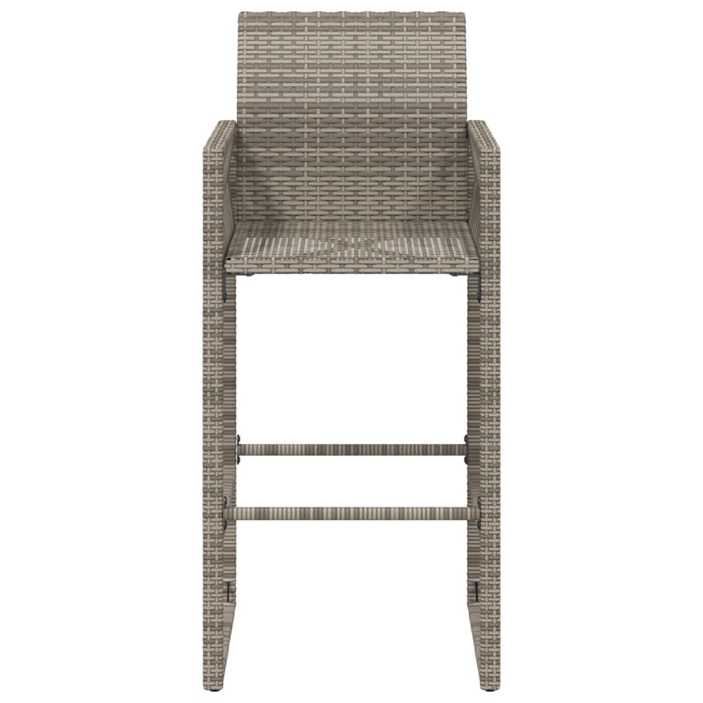 vidaXL Patio Bar Stools 2 pcs Gray Poly Rattan-4