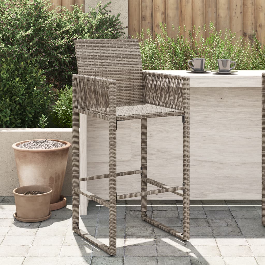 vidaXL Patio Bar Stools 2 pcs Gray Poly Rattan-0