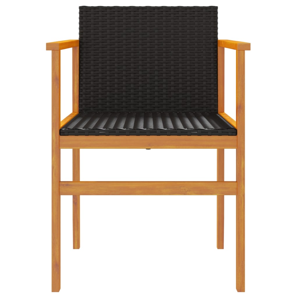 vidaXL Patio Chairs 2 pcs Black Poly Rattan&Solid Wood-4