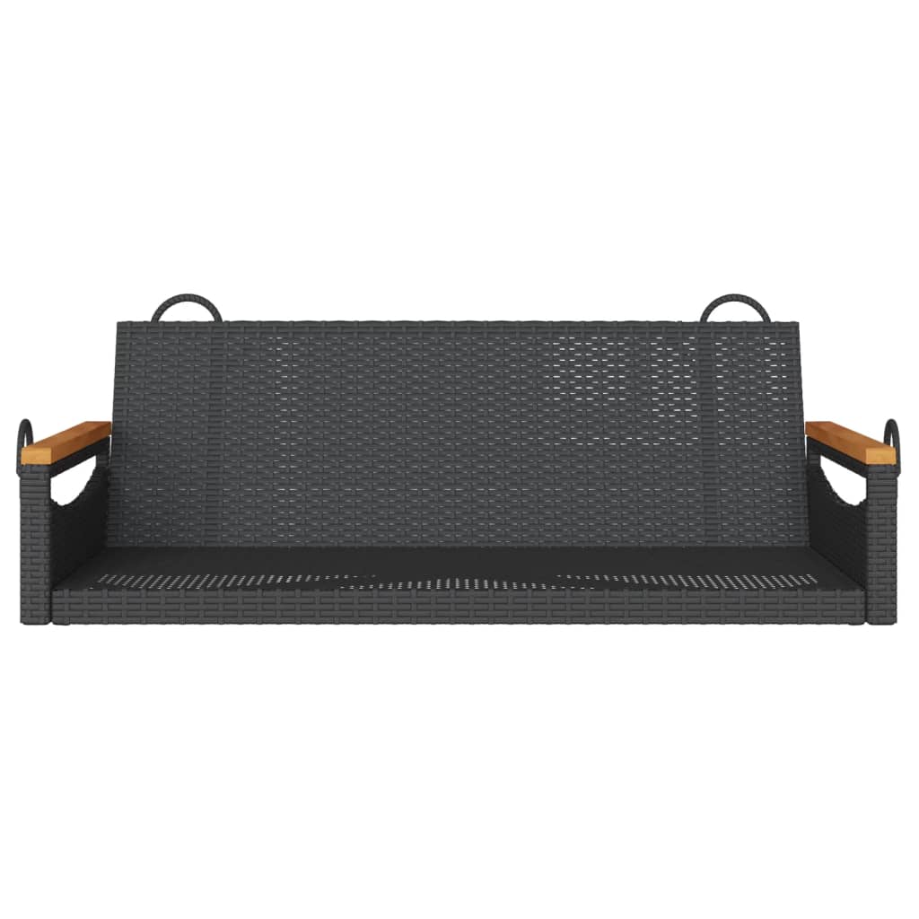 vidaXL Swing Bench Black 42.9"x24.4"x15.7" Poly Rattan-3