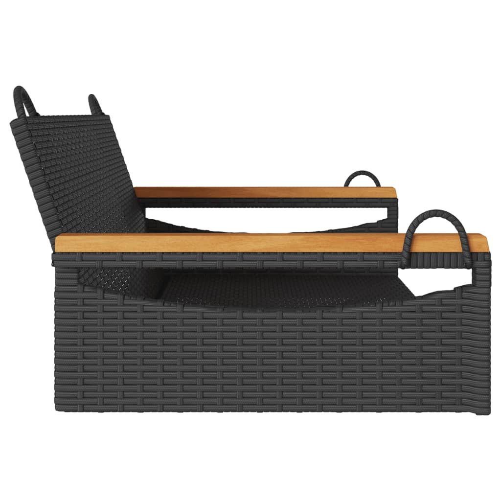 vidaXL Swing Bench Black 42.9"x24.4"x15.7" Poly Rattan-4