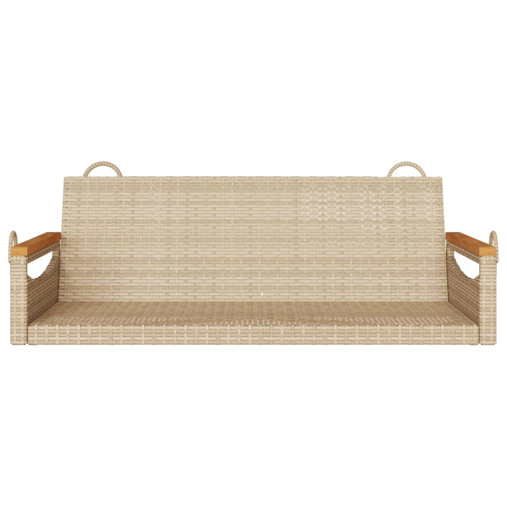 vidaXL Swing Bench Beige 42.9"x24.4"x15.7" Poly Rattan-3