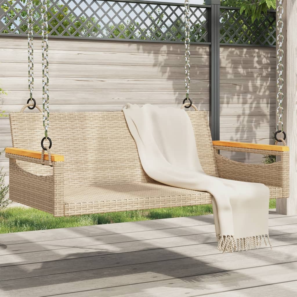 vidaXL Swing Bench Beige 42.9"x24.4"x15.7" Poly Rattan-0