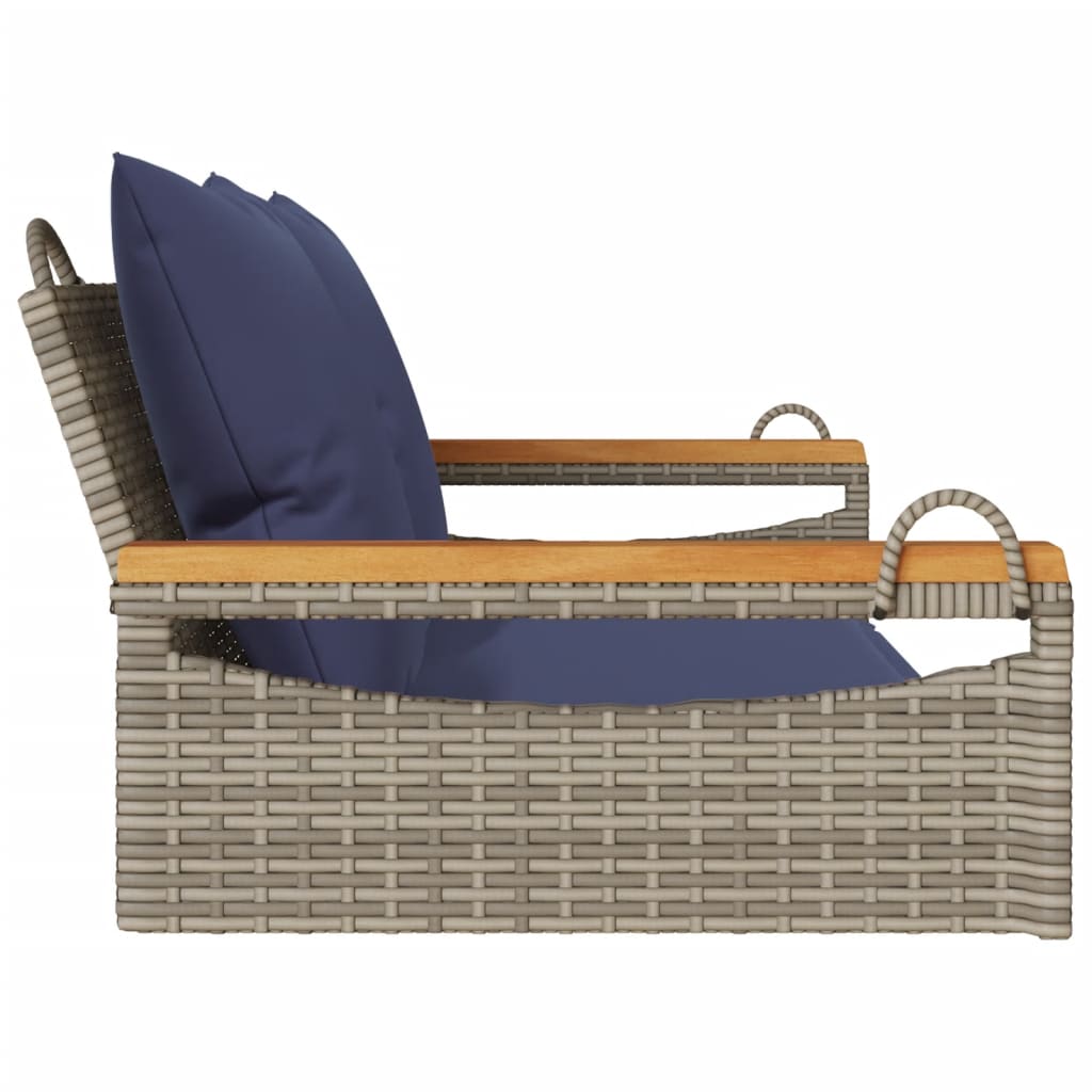 vidaXL Swing Bench with Cushions Hammock Chair Poly Rattan Brown/Gray/Black-3