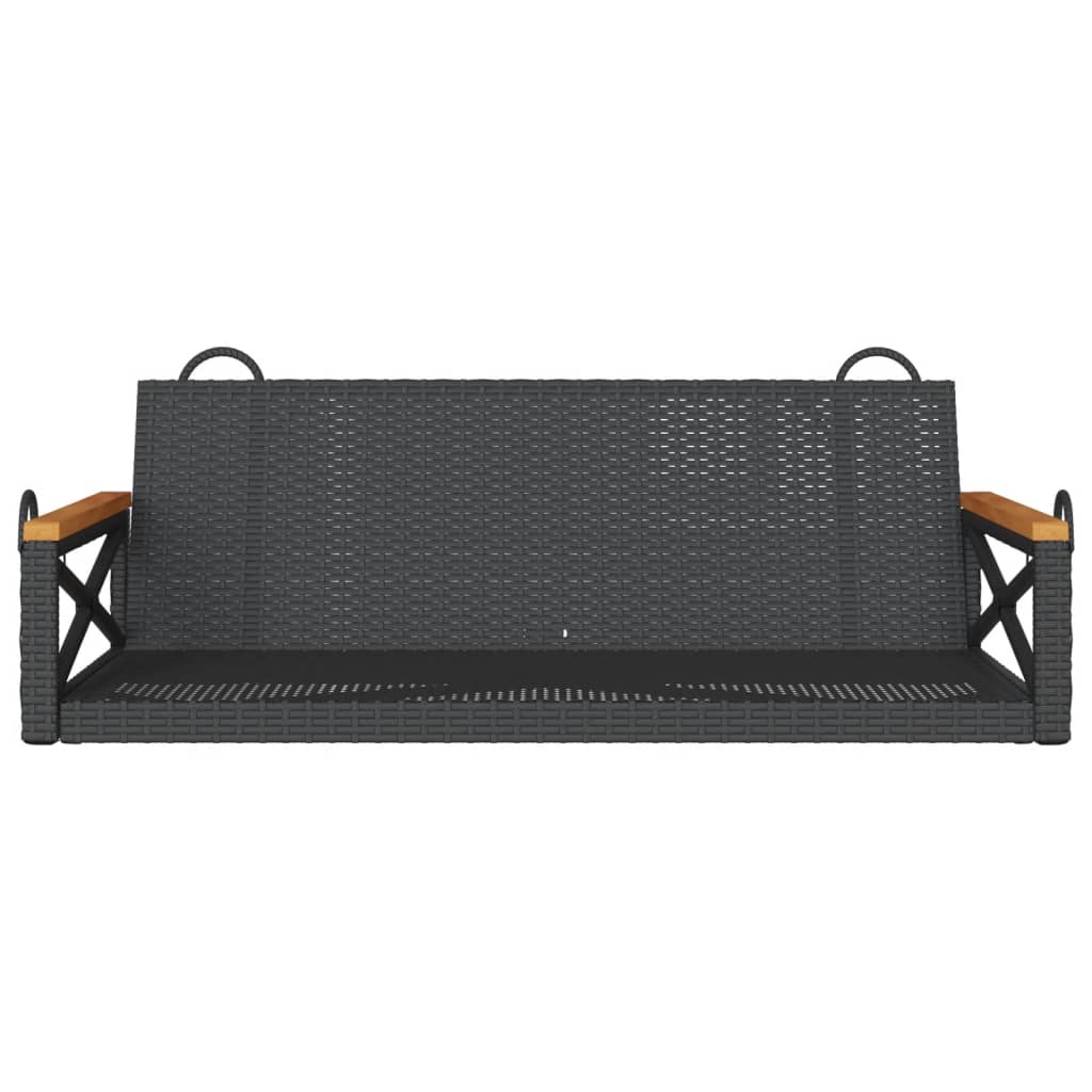 vidaXL Swing Bench Black 42.9"x24.4"x15.7" Poly Rattan-3