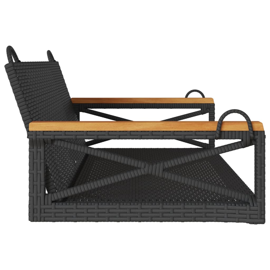 vidaXL Swing Bench Black 42.9"x24.4"x15.7" Poly Rattan-4