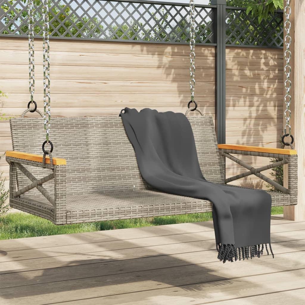 vidaXL Swing Bench Gray 42.9"x24.4"x15.7" Poly Rattan-0