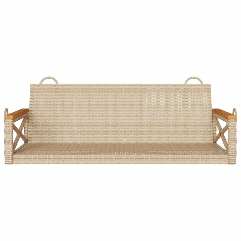 vidaXL Swing Bench Beige 42.9"x24.4"x15.7" Poly Rattan-3