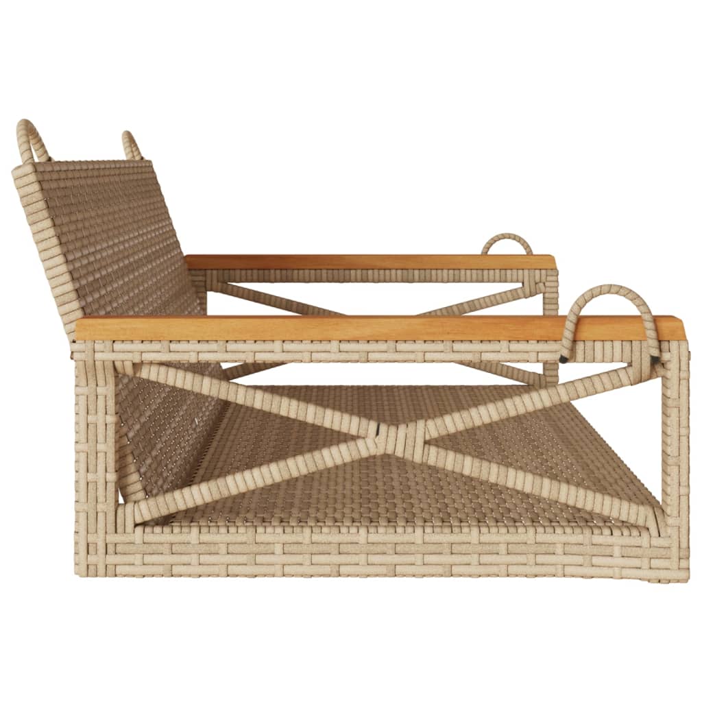 vidaXL Swing Bench Beige 42.9"x24.4"x15.7" Poly Rattan-4