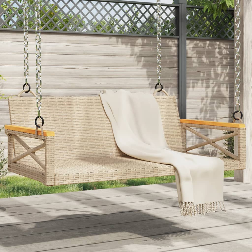 vidaXL Swing Bench Beige 42.9"x24.4"x15.7" Poly Rattan-0