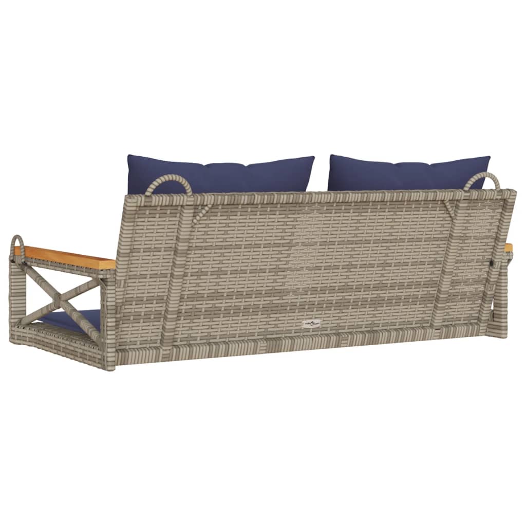 vidaXL Swing Bench with Cushions Gray 42.9"x24.4"x15.7" Poly Rattan-4