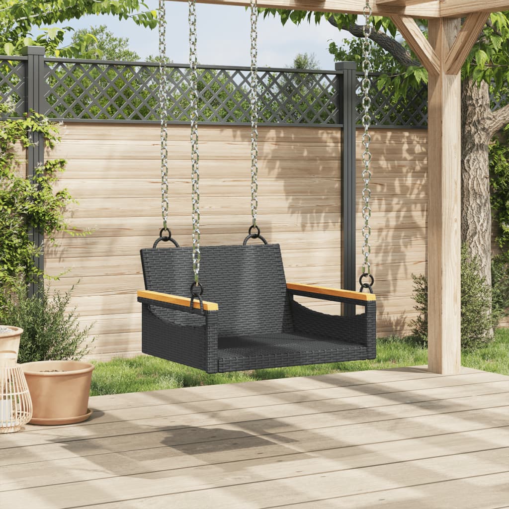 vidaXL Swing Bench Black 24.8"x24.4"x15.7" Poly Rattan-1