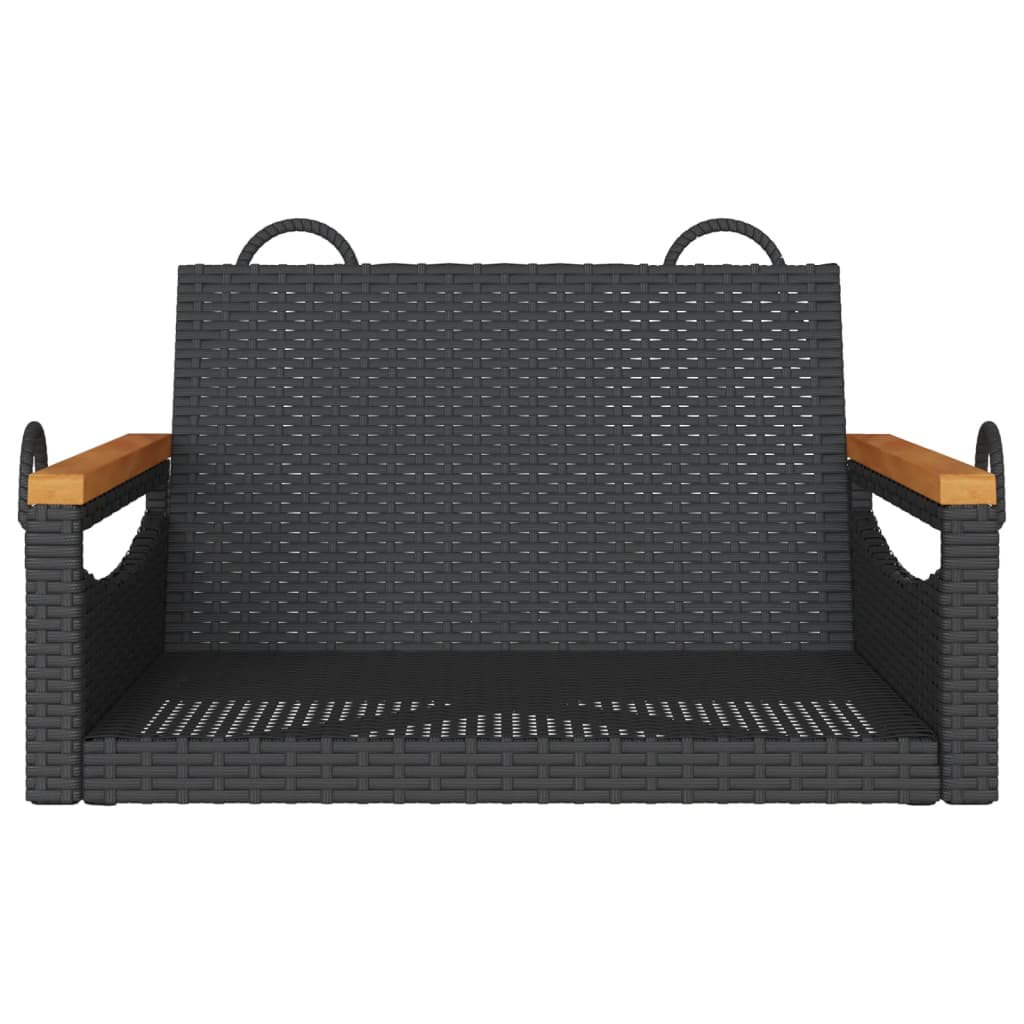 vidaXL Swing Bench Black 24.8"x24.4"x15.7" Poly Rattan-3